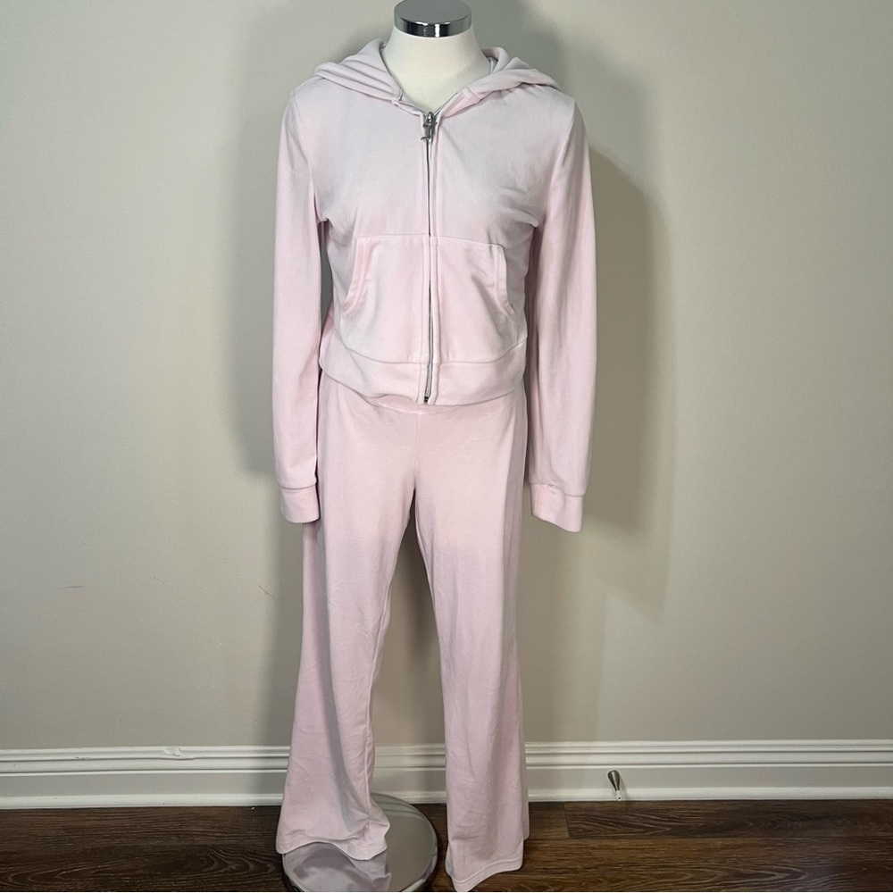 Juicy Couture x Aeropostale Baby Pink Velour Tracksuit Set Y2K Women’s Size M